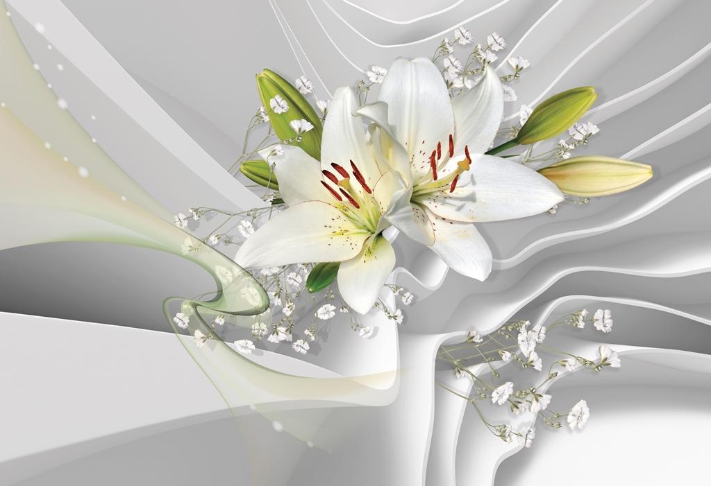 3 д фотообои 3D белые лилии
