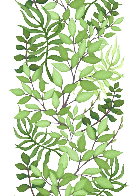 Фотообои Зеленые листья акварель