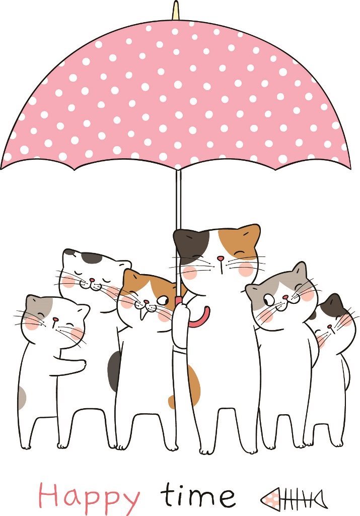Фотообои в детскую Коты под зонтом