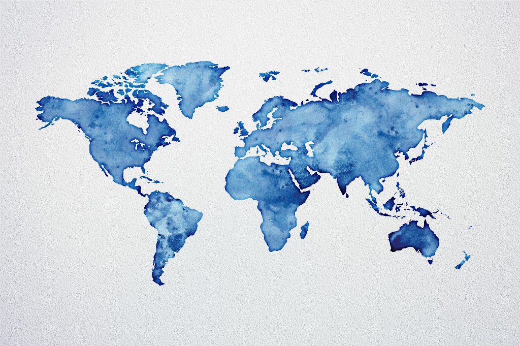 Фотообои карта мира Синяя карта мира