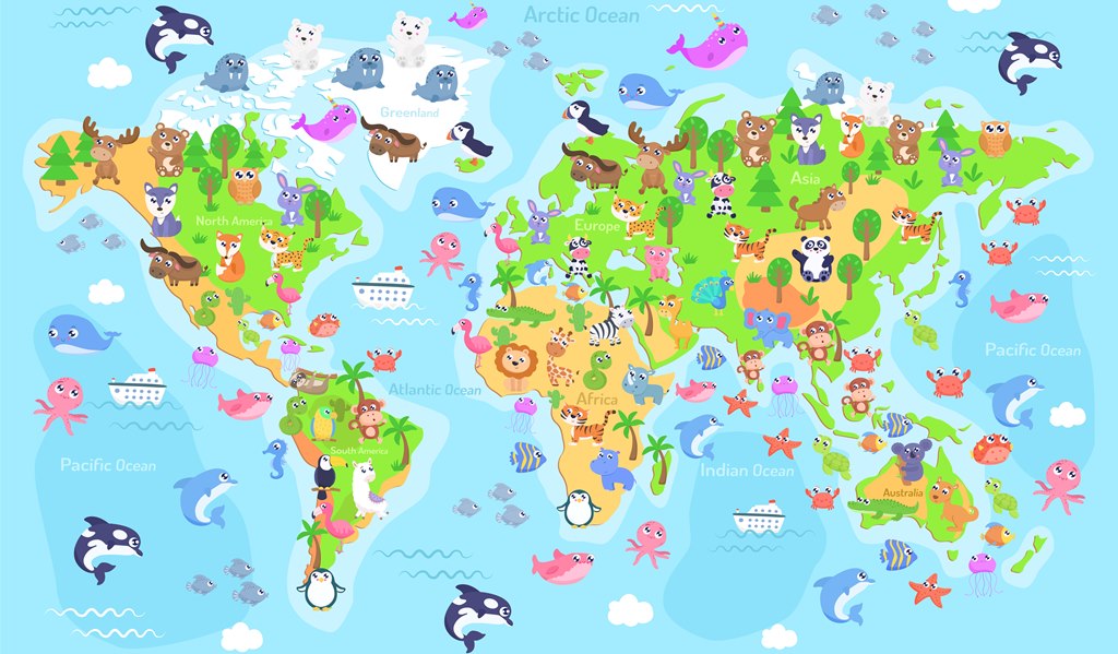 Фотообои карта мира Детская карта мира