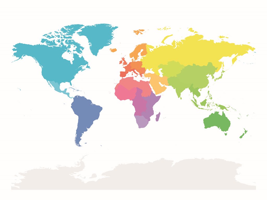 Фотообои карта мира Цветная карта
