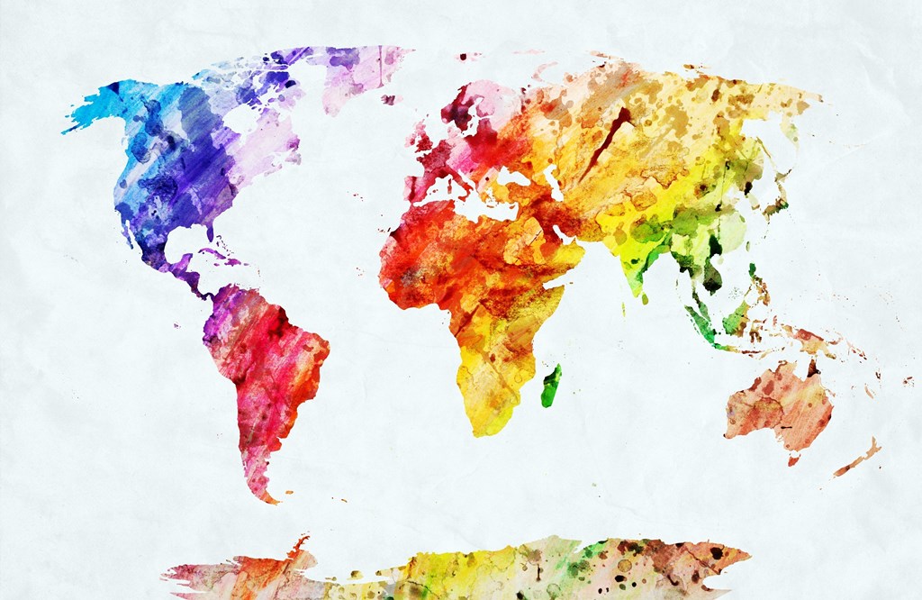 Фотообои карта мира Цветная карта