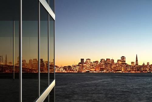 Фотообои вид из окна Город вид с моря 