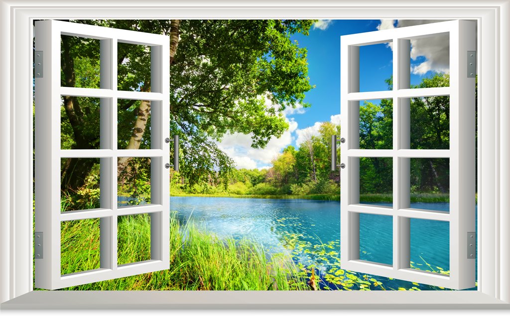 Фотообои вид из окна Окно с видом на озеро