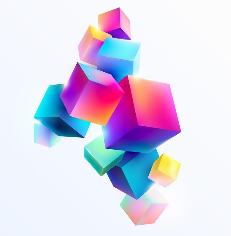 3 д фотообои Разноцветные кубы