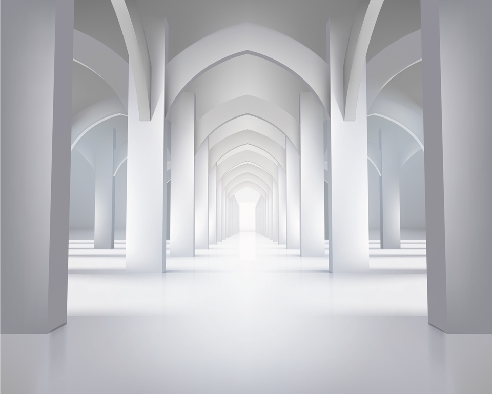 3 д фотообои Длинный коридор с арками