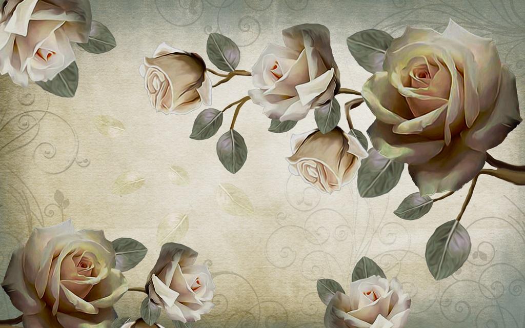3 д фотообои Винтажные чайные розы