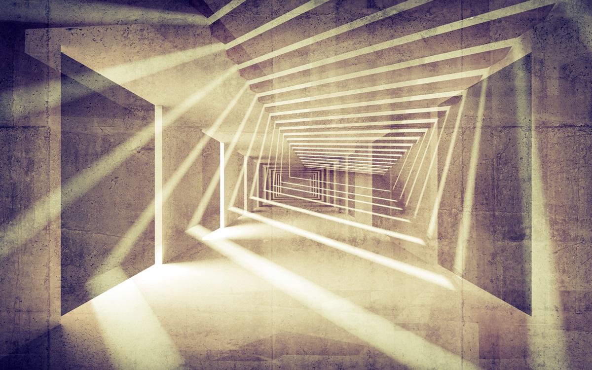 3 д фотообои Абстрактный коридор с лучами света 