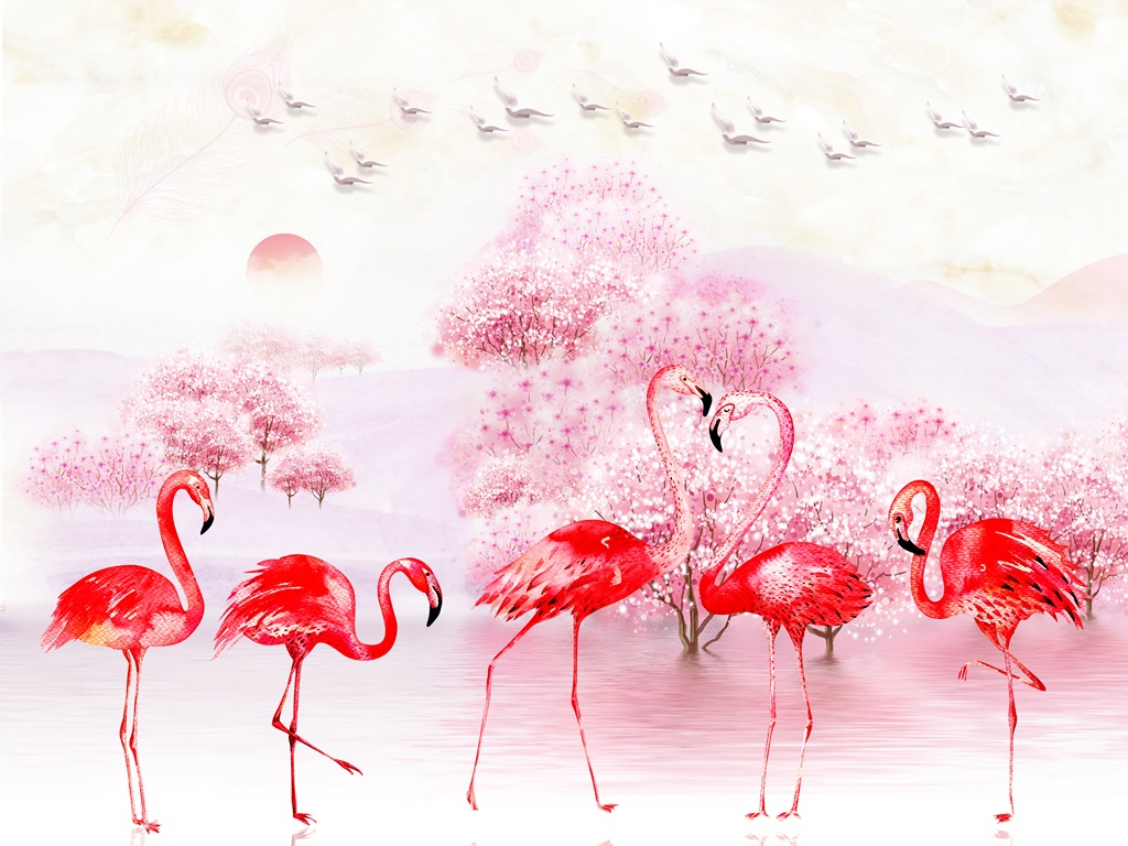Фотообои Фламинго