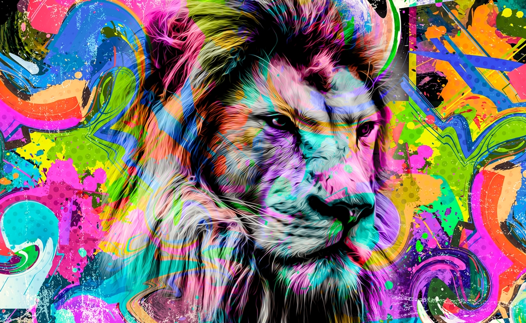 Фотообои Разноцветный лев 