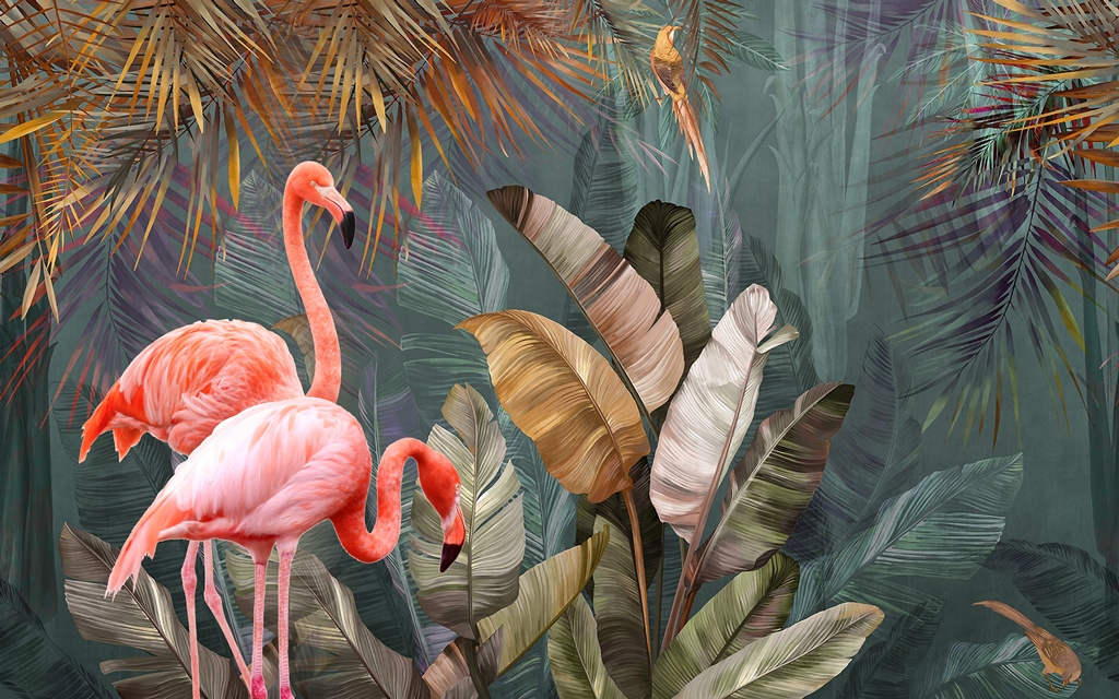 Фотообои Фламинго в тропиках