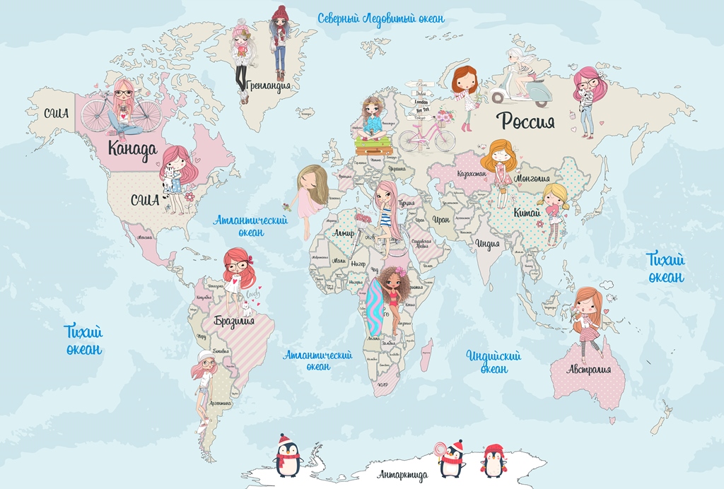 Фотообои в детскую Детская карта мира