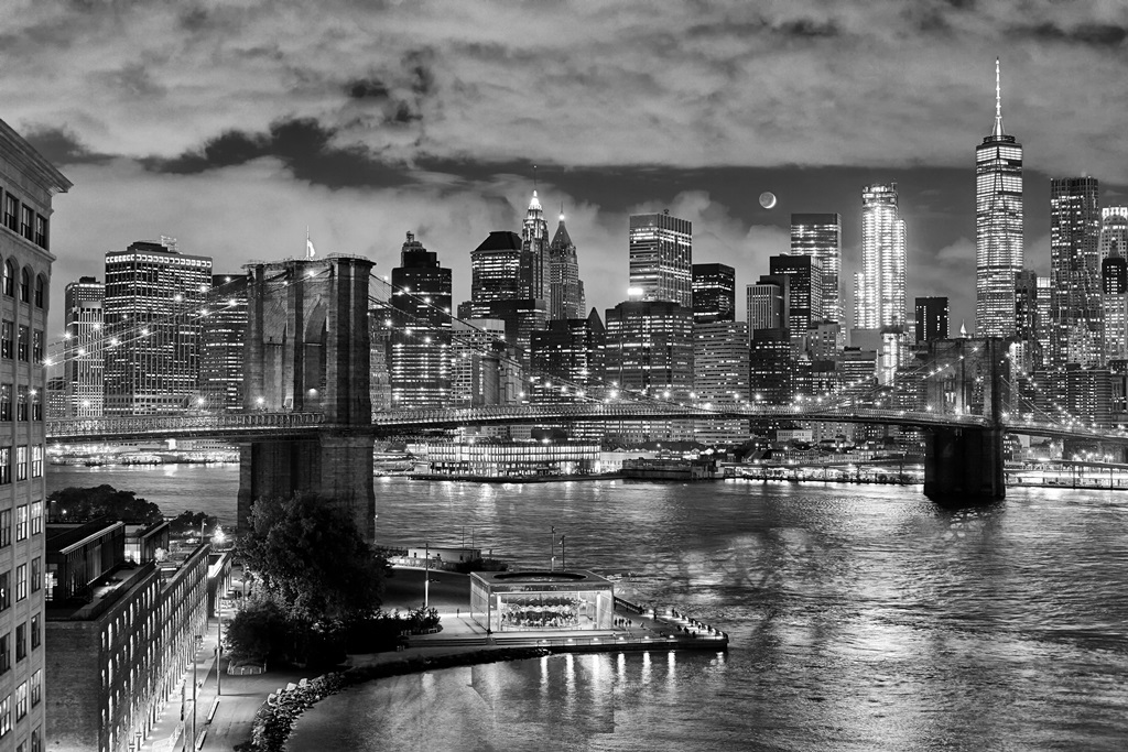 Фотообои Бруклинский мост и Манхэттен ночью