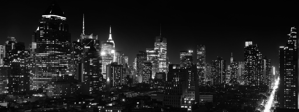 Фотообои Панорамный ночной вид на центр Манхэттена