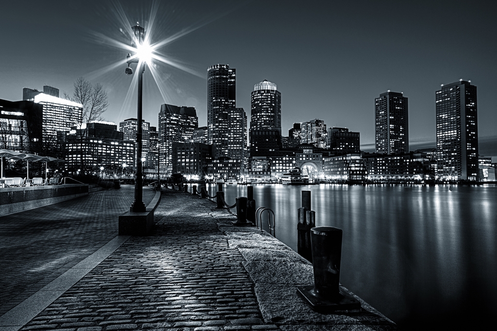 Фотообои Черно-белый снимок Бостонской гавани