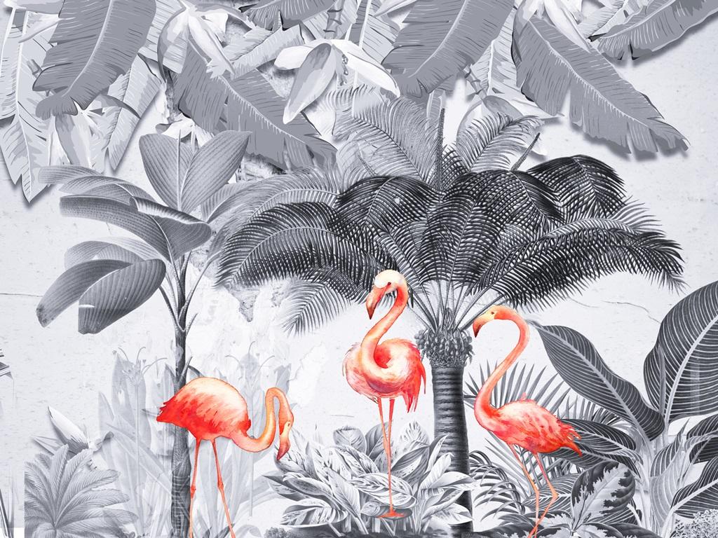 Фотообои Фламинго в джунглях 