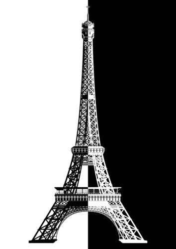 Фотообои Эйфелева башня Бело-черная 