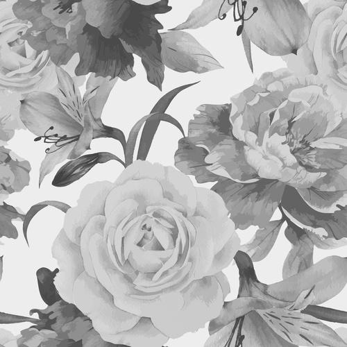 Фотообои Цветы в черно-белом цвете 