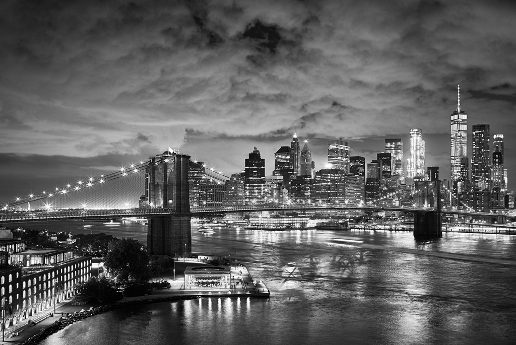 Фотообои Бруклинский мост и ночной Манхэттен