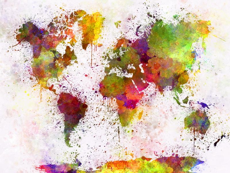 Фотообои карта мира Карта мира акварель.