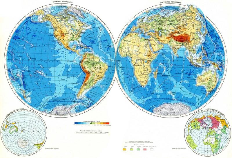 Фотообои карта мира physical-map-1