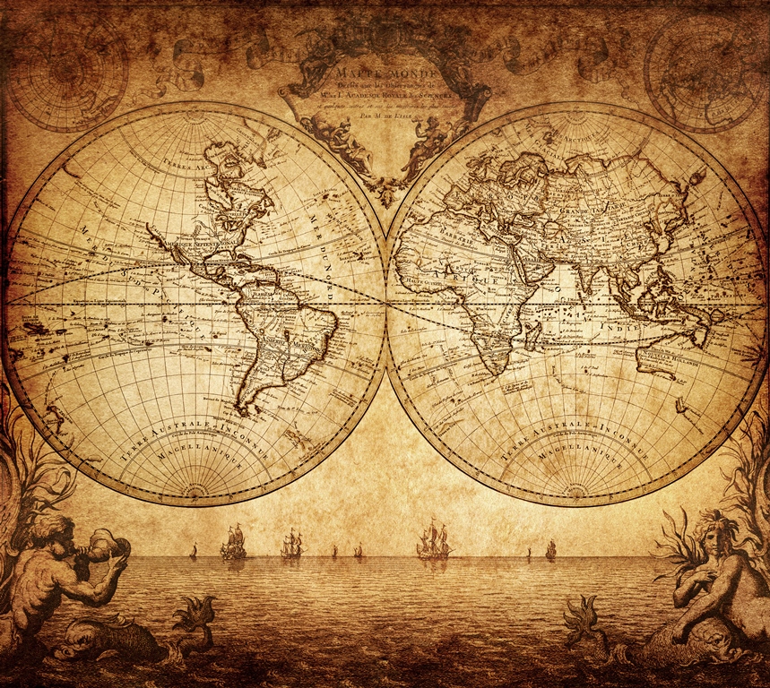 Фотообои карта мира Старинная карта мира
