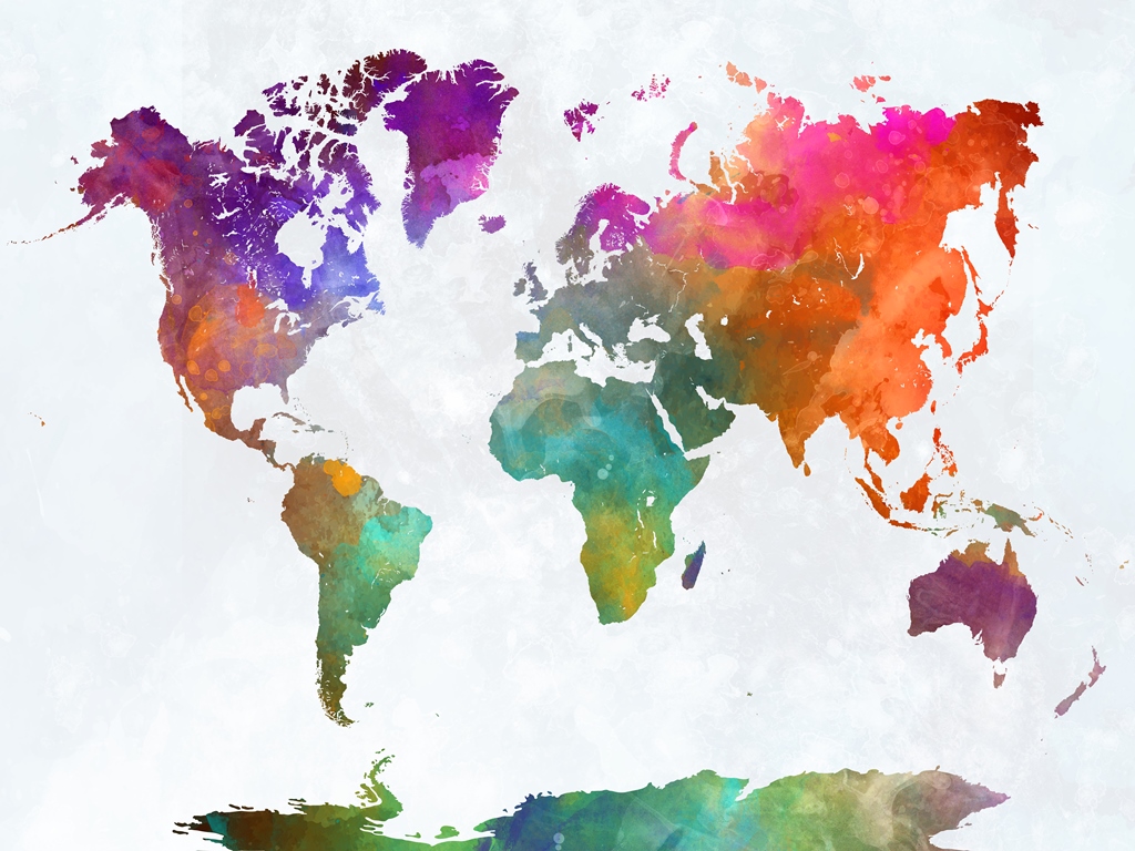 Фотообои карта мира Цветная карта мира