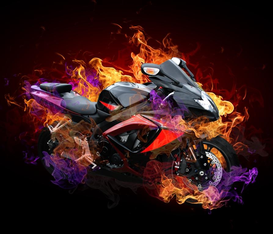 Фотообои Мотоцикл в огне