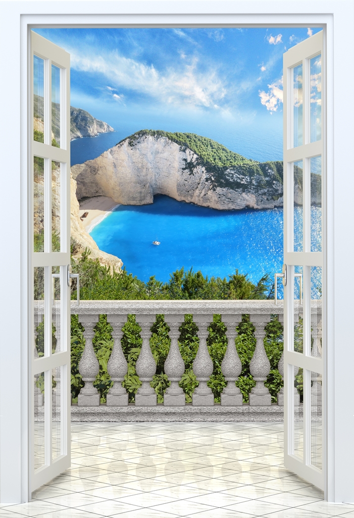 Фотообои вид из окна Балкончик с видом на море
