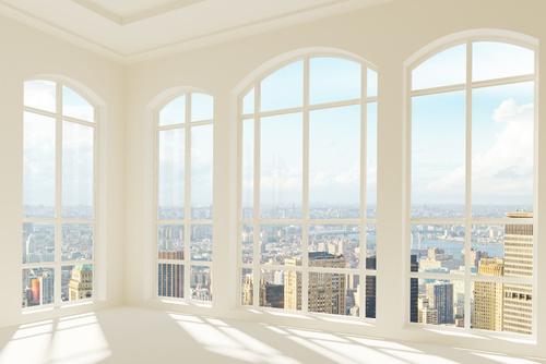 Фотообои вид из окна Арочные белые окна 