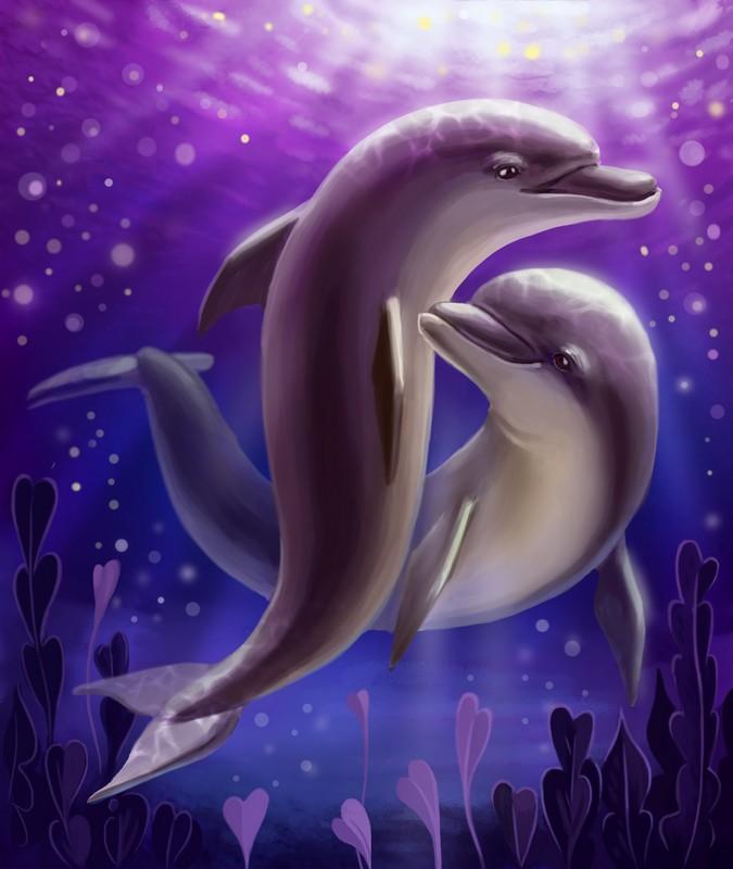 Фотообои Иллюстрация дельфинов 