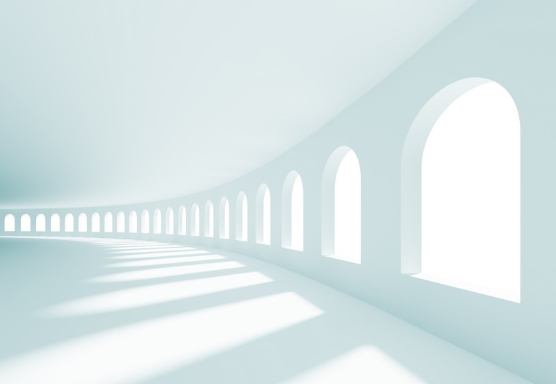 3 д фотообои Абстрактный белый коридор с арками 