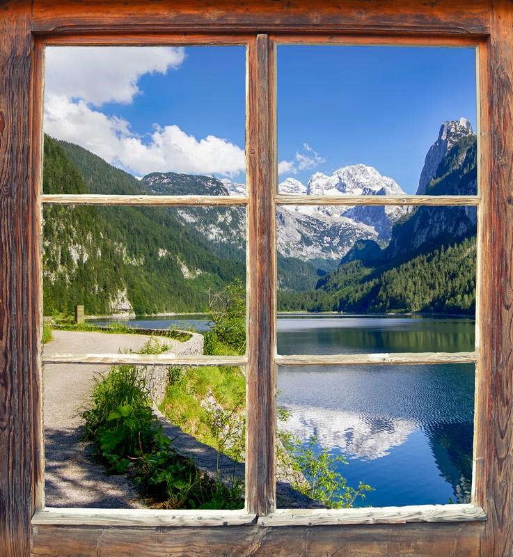 Фотообои вид из окна Окно с видом на горы 