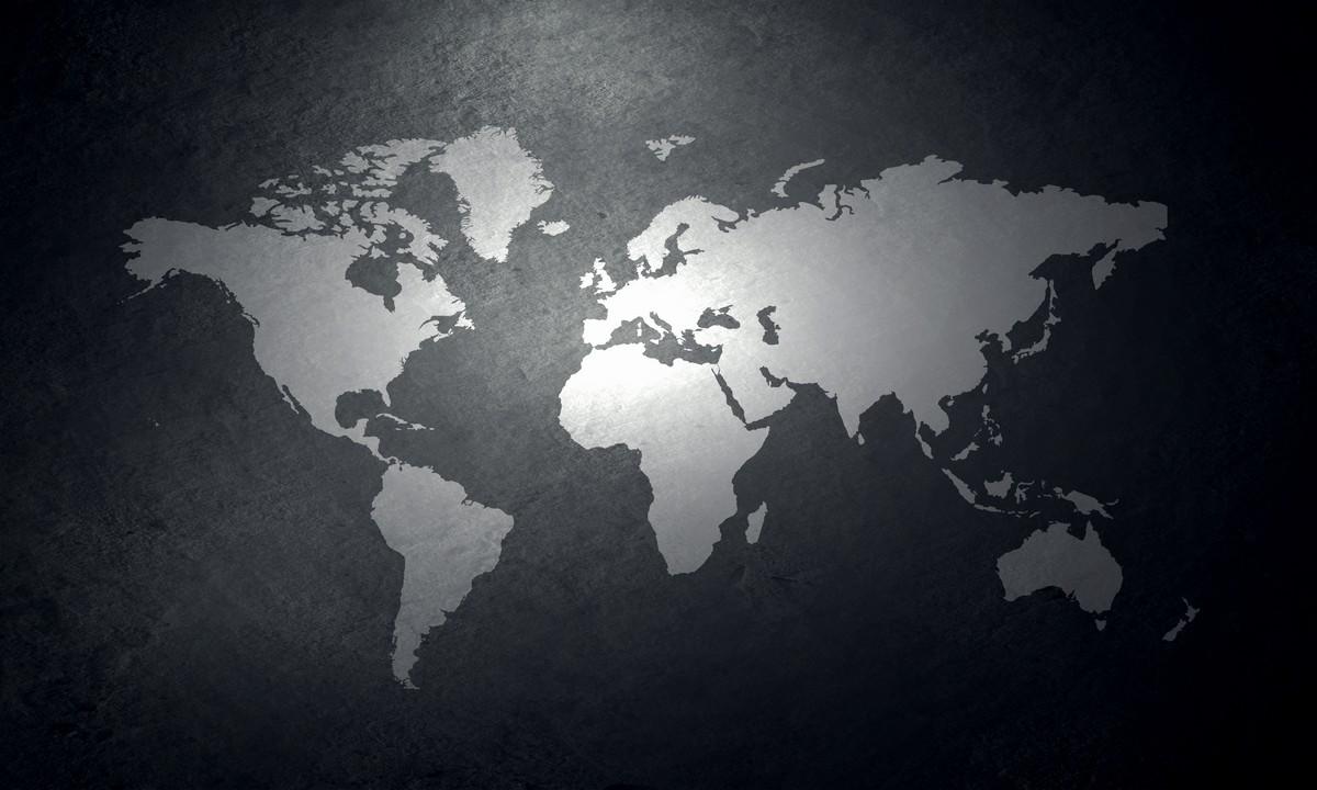Фотообои карта мира Карта мира на сером фоне