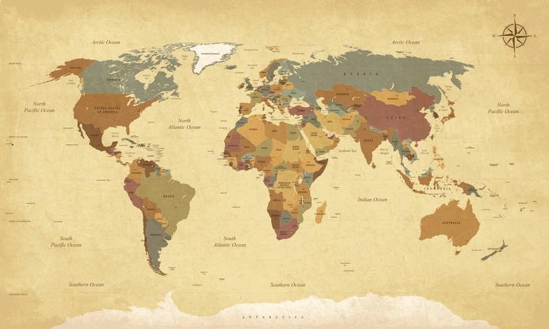 Фотообои карта мира planisphere-02-vintage-eng